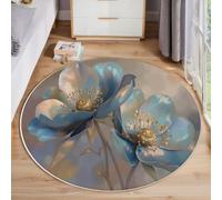 MLSOWM Retro Elegant Style Round Rugs for Living Room, 100cm3D Anemone Soft Fluffy Carpet Rugs Non Slip Non Shedding Circle Rug for Bedroom Office Dining Lounge, Pastel Color