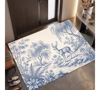 MLSOWM Retro Oriental Garden Area Rug, Non Slip Door Mat, 50 x 80 cm | Willow Tree Stream Deer Entryway Rug, Ultra Soft Low-Pile Indoor Door Mat, Washable Carpet for Entrance Kitchen Bathroom