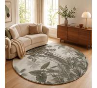 MLSOWM Round Area Rugs, 60cm Ancient Banyan Forest Floor Rug, Machine Washable Carpet Floor Mat, Non Slip Misty Rainforest Circle Carpet Rug for Bedroom Living Room Bedside, Light Olive Green