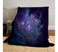 MLSOWM Sacred Geometry Blanket Space Style Fleece Blanket Ultra Soft Cozy Throw Blankets All Season Use for Sofa, Couch, Bedroom,Travel, 150x200cm, Purple