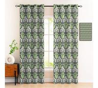 MLSOWM Simple Fresh Pastoral Blackout Thermal Curtains with Coating, 46"x54" Small Clusters Flowers Darkening Eyelet Curtains Bedroom Curtains Drapes for UV Protected Soundsproof, 2 Panels Dark Green