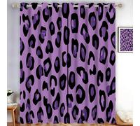 MLSOWM Simple Illustration Blackout Curtains for Bedroom 90 inch Drop Eyelet Curtains for Living Room Leopard Pattern Thermal Insulated Window Curtain Panels 2 Panels, Purple