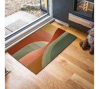 MLSOWM Simple Style Door Mat 50 x 80 cm - Machine Washable Mat Super Soft Non Slip Doormat Indoor Outdoor Abstract Color Blocks Absorbent Floor Mats Heavy Duty Entrance Rug, Terracotta