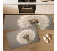 MLSOWM Still Life Realism Kitchen Rug Sets 2 Piece, 40x60cm+40x120cm Non Slip Kitchen Mats Washable Dandelion Fluff Balls Floor Mat Carpet Runner Rugs for Hallway Laundry Office Decor, Light Brown