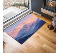 MLSOWM Sunset Glow On The Mountaintop Welcome Mats Minimalist Alpine Scenery Indoor Door Mat Dirt Trapper Doormats with Non Slip Rubber Backing Entrance Decorative for Porch, Inside, 60 x 90 cm, Pink