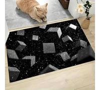 MLSOWM Surrealism Door Mats Indoor 90 x 150 cm Washable Doormats Concrete Color Blocks Dirt Trapper Door Mat Super Absorbent Entrance Rug Non-slip Floor Mats for Inside, Front Back Door, Black