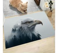 MLSOWM Surrealism Thin Door Mats Indoor 90 x 150 cm, Non Slip Front Mat, Eagles And Forests Low Profile Inside Entrance Rug, Easy to Clean for Entryway Bedroom Kitchen, Grey