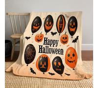 MLSOWM Terror Balloon Throw Blanket Halloween Theme Flannel Fleece Blanket Ultra Soft Warm All Season Plush Blankets for Bed Chair Car Sofa Couch Bedroom 150x200cm, Light Orange