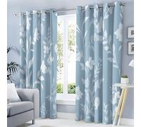 MLSOWM Tranquil Garden Blackout Curtains, Beautiful Flowers Drop Curtains 2 Panels W 66" x L 54", Thermal Eyelet Drapes Window Treatments for Bedroom living Room, Light Blue