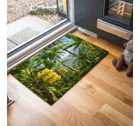 MLSOWM Tropical Pastoral Scenery Indoor Door Mat 40 x 60 cm, Non-slip Banana Tree Palm Tree Entrance Rug Washable Low Profile Doormat Inside Floor Mat for Entryway, Front Back Door, Kitchen, Green