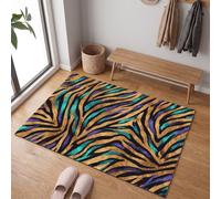 MLSOWM Tropical Rainforest Washable Area Rug, 50 x 80 cm, Golden Brown | Tiger Stripes Indoor Door Mat, Washable, Non-Slip, TPR Backing, Super Absorbent, Low Profile for Front Door Entryway Hallway