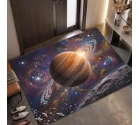 MLSOWM Vast Universe Starry Sky Door Mat - 90 x 150 cm Decorative Indoor Front Door Floor Mat | Non-Slip, Washable, Planets Rings Low Profile Doormats for Entrance, Patio, Orange Color