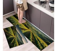 MLSOWM Vineyard Kitchen Rugs Sets of 2, Non Slip Washable Italian Fields Kitchen Mat, Runner Rug Green Floor Carpet for Dining Room, Hallways and Entryway 43x75cm+43x150cm