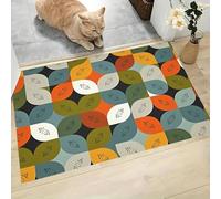 MLSOWM Visual Interest Entryway Rug Retro Abstract Leaves Indoor Door Mat Washable Area Rugs Low Pile Non-Slip Carpet Welcome Mat for Front Door Entrance Bathroom, 50 x 80 cm, Multicolor