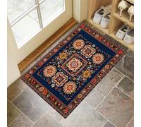 MLSOWM Washable Door Mats Indoor - 60 x 120 cm Non-Slip Rubber Backing Retro Geometric Patterns Doormats - Super Absorbent Entrance Rug Ethnic Floor Mats for Entryway Bathroom Kitchen, Reddish-Brown