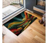 MLSOWM Washable Door Mats Indoor & Outdoor - Non-Slippery Heavy Duty Hills And Trees Front Door Mat - Dust Grabbing Abstract Valley Doormats - Super Absorbent Entrance Mat (Blue-Green, 90 x 150 cm)