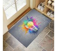 MLSOWM Washable Door Mats Indoor & Outdoor - Non-Slippery Heavy Duty Paint Bulb Front Door Mat - Dust Grabbing Visual Art Elements Doormats - Super Absorbent Entrance Mat (Grey, 60 x 120 cm)