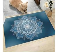 MLSOWM Washable Door Mats Indoor Snowflake Datura Heavy Duty Floor Mat Surrealism Dirt Trapper Door Mat with Non Slip Rubber Back Super Absorbent Doormat for Inside, Front Back Door, Blue-Green