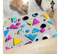 MLSOWM Washable Door Mats Indoor Triangular Mesh Floor Mat 90S Style Dirt Trapper Door Mat with Non Slip Rubber Back Super Absorbent Doormat for Inside, Front Back Door, Black And White