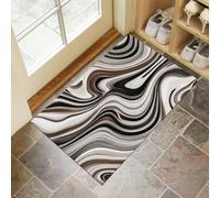 MLSOWM Washable Door Mats Indoor, Wave-Shaped Agate Pattern Absorbent Non-Slip Entrance Rug, Wabi-Sabi Style Low Profile Doormat for Entryway, Inside, Front Back Door, 80 x 120 cm Mocha Brown