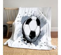 MLSOWM White Football Blanket Sports Posters Fleece Blanket Ultra Soft Cozy Throw Blankets All Season Use for Sofa, Couch, Bedroom,Travel, 220x240cm, White