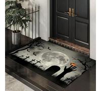 MLSOWM Withered Hand Tombstone Door Mats Indoor 40 x 60 cm, Non Slip Doormat Halloween Cemetery Thin Washable Front Entrance Rug Absorbent Floor Mats for Inside, Patio, Porch, Ash