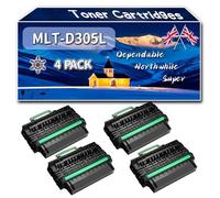 MLT-D305L Toner Cartridges Compatible for Samsung ML-3750 ML-3750ND Printers, High-Definition Printing Effect with Chip, 25000 Pages (4 Pack Black)