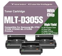 MLT-D305S MLT-D305L Toner Cartridges Compatible Replacement for Samsung ML-3750 3750N 3750ND ML-3753ND Printers High Capacity High Yield Work,MLT D305S-3PC