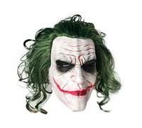 Mltao Latex Mask Costume Cosplay Man Smile Mask with Green Hair Halloween Adult Role Play Costumes Dress Up Garden Yard Party Props, Smile, Large