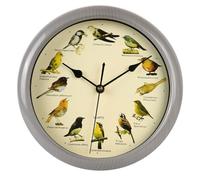 Mlthcig Bird Song Clock, Birdsong Clock, Novelty Chiming Wall Clocks, Vintage Birds Cuckoo Clocks with Sound UK, Animal Design Talking Bird Decorative Home, Gift for Birds Lovers(Grey,13in)