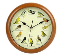 Mlthcig Bird Song Clock, Birdsong Clock, Novelty Chiming Wall Clocks, Vintage Birds Cuckoo Clocks with Sound UK, Animal Design Talking Bird Decorative Home, Gift for Birds Lovers(Brown,10in)