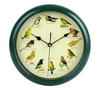 Mlthcig Bird Song Clock, Birdsong Clock, Novelty Chiming Wall Clocks, Vintage Birds Cuckoo Clocks with Sound UK, Animal Design Talking Bird Decorative Home, Gift for Birds Lovers(Green,10in)