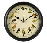 Mlthcig Bird Song Clock, Birdsong Clock, Novelty Chiming Wall Clocks, Vintage Birds Cuckoo Clocks with Sound UK, Animal Design Talking Bird Decorative Home, Gift for Birds Lovers(Black,13in)