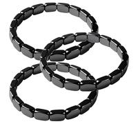 Mlthcig Hemios Hematite Bracelet Men, Natural Hematite Bracelet Square Stone Beaded Healing Energy Bracelets Reignites Masculine Energy Gift for Him Dad Husband Anxiety Stress Relief(3PCS)