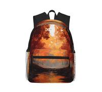 MLTRFGJ Autumn Maple Leaf Forest Printed Casual, Lightweight And Comfortable Backpack, Suitable For Daily Use