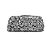 MLTRFGJ Black White Snake Skin Printed Multifunctional Leather Zipper Pencil Case, Suitable for School, Office and Travel