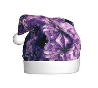 MLTRFGJ Blooming Purple Flowers Printed Adult Holiday Christmas Hats, Festive Party Supplies For Christmas And New Year