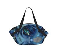 MLTRFGJ Blue Rose With Jewel Beetle Print Foldable Camping Bag With Carry Handle Design, Compact Circular Portable Mat For 1-2 Adults