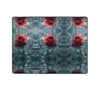 MLTRFGJ Broken Glass Cracked Rose Printed Flannel Absorbent And Durable Floor Mat, Suitable For Various Occasions