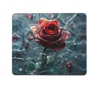 MLTRFGJ Broken Glass Cracked Rose Printed Non-Slip Mouse Pad, Super Durable And Comfortable Game And Office Accessories.