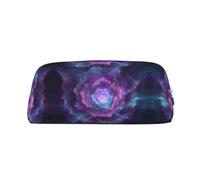 MLTRFGJ Cosmic Rose Fusion Printed Multifunctional Leather Zipper Pencil Case, Suitable for School, Office and Travel