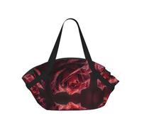 MLTRFGJ Dewdrops On Red Rose Print Foldable Camping Bag With Carry Handle Design, Compact Circular Portable Mat For 1-2 Adults