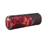 MLTRFGJ Dewdrops On Red Rose Printed Leather Cylinder Pencil Storage Bag, Suitable for Daily Use