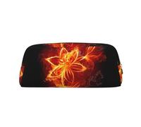 MLTRFGJ Flaming Fire Flowers Printed Multifunctional Leather Zipper Pencil Case, Suitable for School, Office and Travel