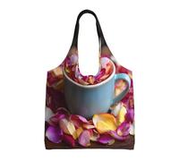 MLTRFGJ Fresh Rose Print Canvas Tote Bags Super Capacity, Minimalist Design For Shopping, Groceries, Travel & Daily Use