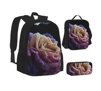 MLTRFGJ Frozen Rose Printed 3-Piece Backpack Set, Combining Backpack, Pencil Case, and Lunch Bag