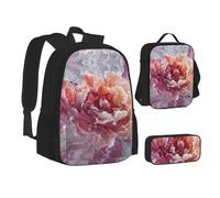 MLTRFGJ Frozen Rose Printed 3-Piece Backpack Set, Combining Backpack, Pencil Case, and Lunch Bag