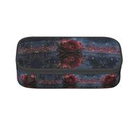 MLTRFGJ Galaxy Cosmic Rose Fusion Printed Portable Large Capacity Compartment Stationery Pen Bag, Suitable for School Or Office Stationery