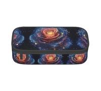 MLTRFGJ Galaxy Cosmic Rose Fusion Printed Portable Large Capacity Compartment Stationery Pen Bag, Suitable for School Or Office Stationery
