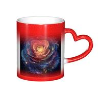MLTRFGJ Galaxy Cosmic Rose Fusion Printed Thermosensitive Color Changing Starry Ceramic Cup, Color Changing Mug